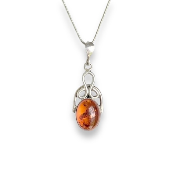 🌸Necklace🌸 925 sterling silver orange amber - Picture 11 of 11